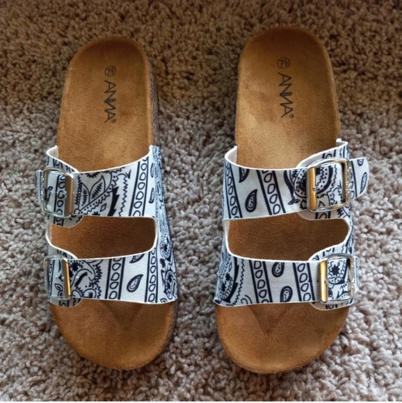 Anna Paisley Bandana Pattern Glory Cork Sandals - Picture 3 of 7